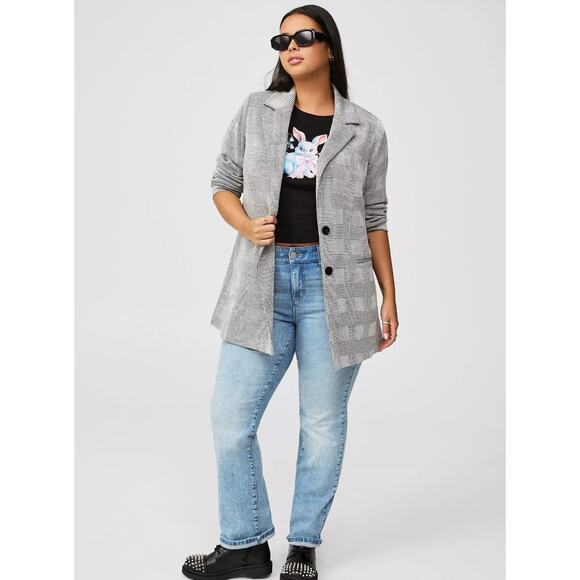 Torrid Women's 1X (1) Studio Blazer Jacket Boyfriend Double Knit Longline Career - Picture 2 of 15